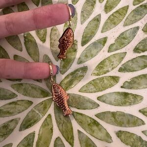 Gold Fish Dangle Earrings